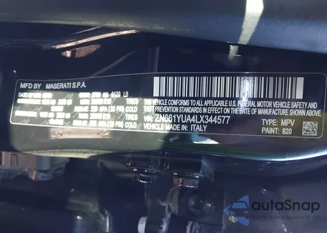 2020 Maserati Levante S из США, поврежденный, VIN ZN661YUA4LX344577